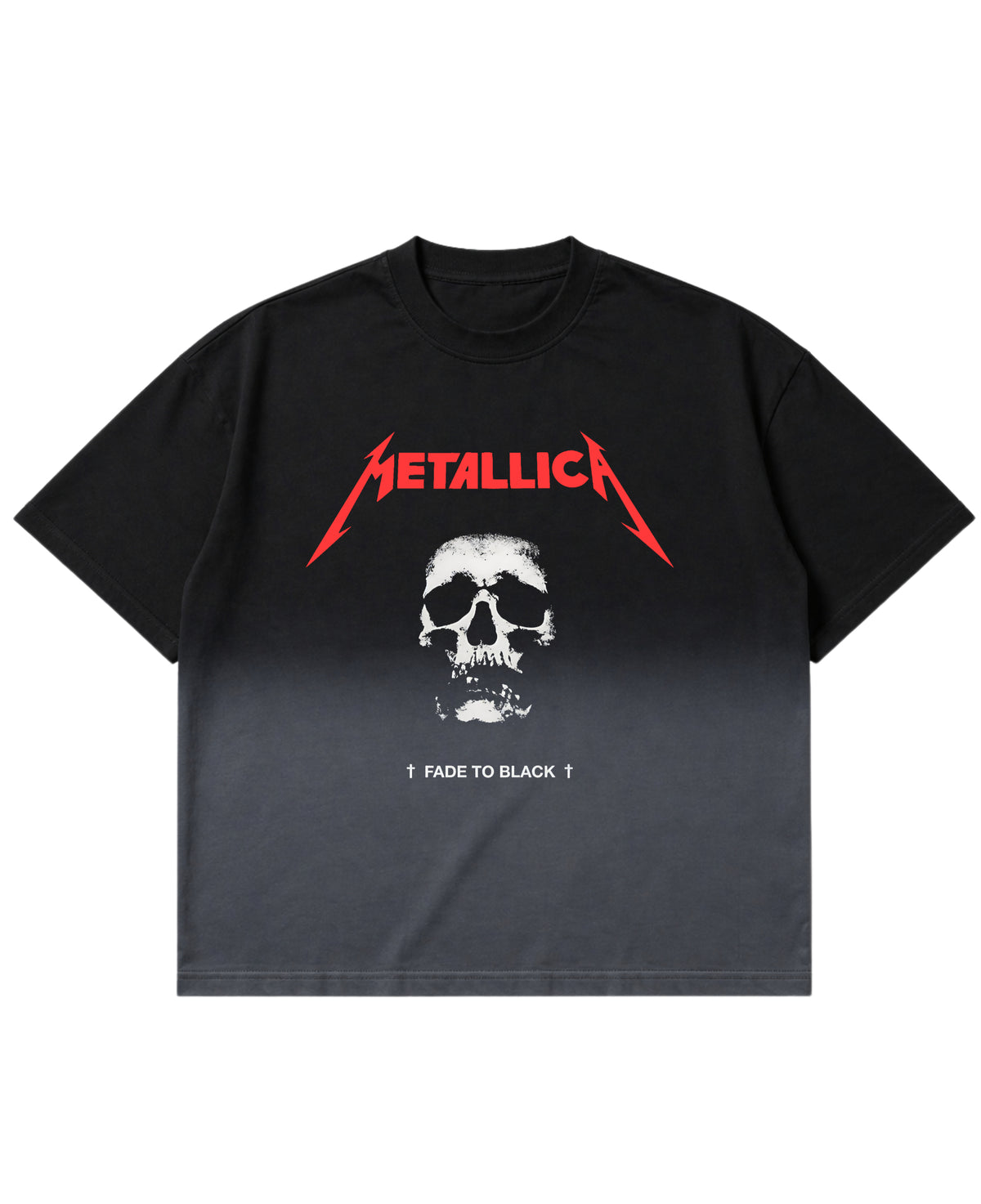 Black Ombré Wash Boxy Fit T-shirt Front Design
