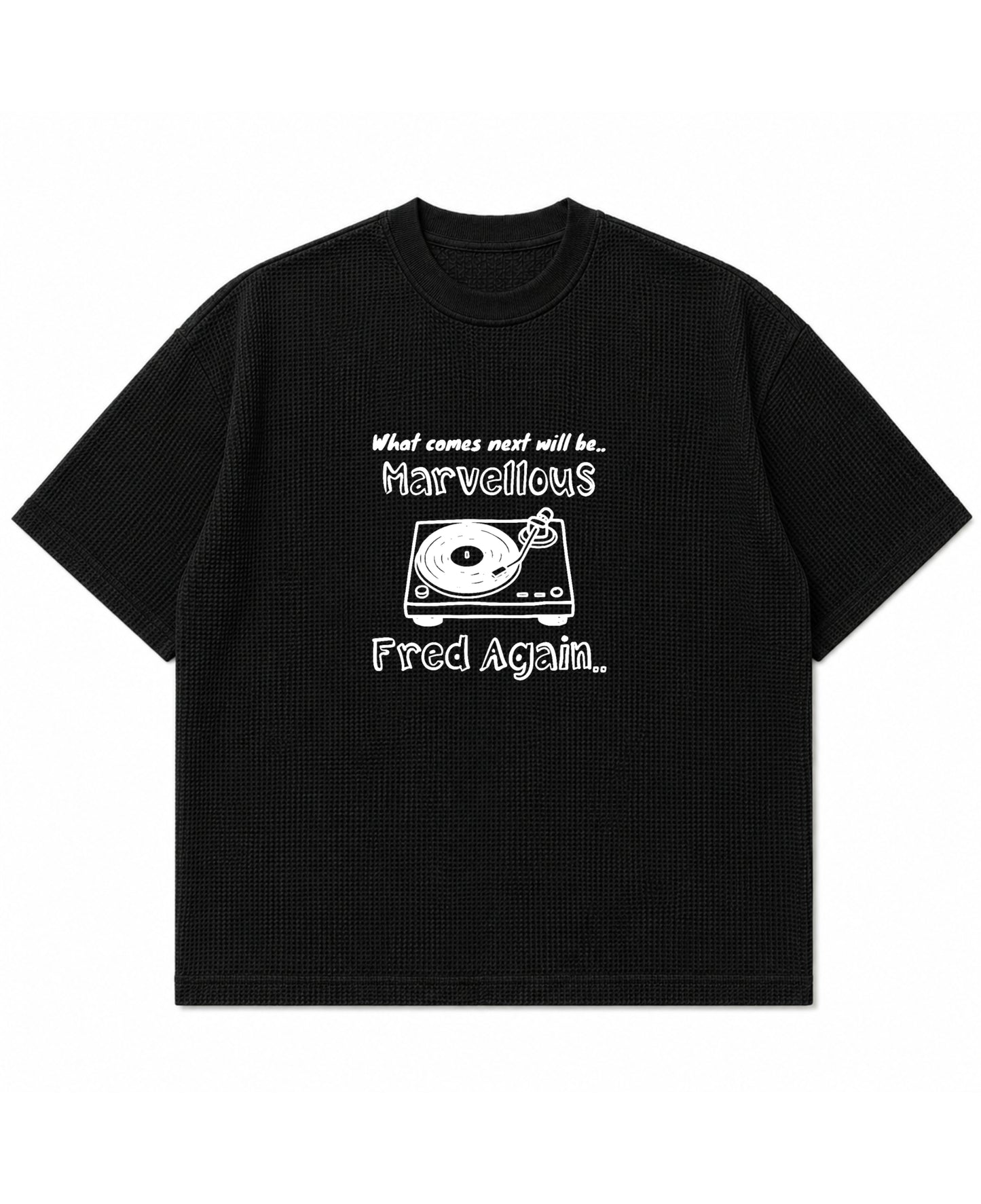 Black waffle boxy fit Front Design