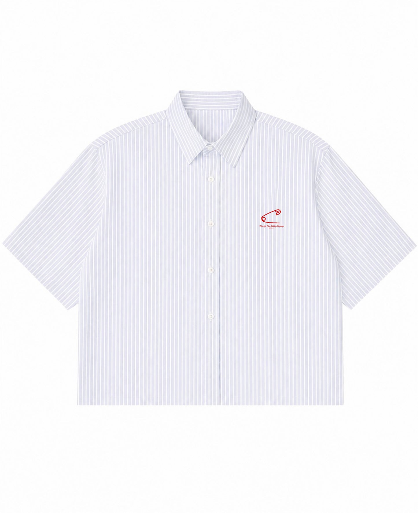 Blue Striped Oxford Boxy Shirt Front Design