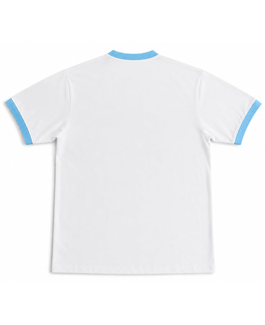 White & Sky Blue Ringer tee Back Design