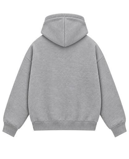 Grey Boxy Dual Zipper Hoodie Back Design