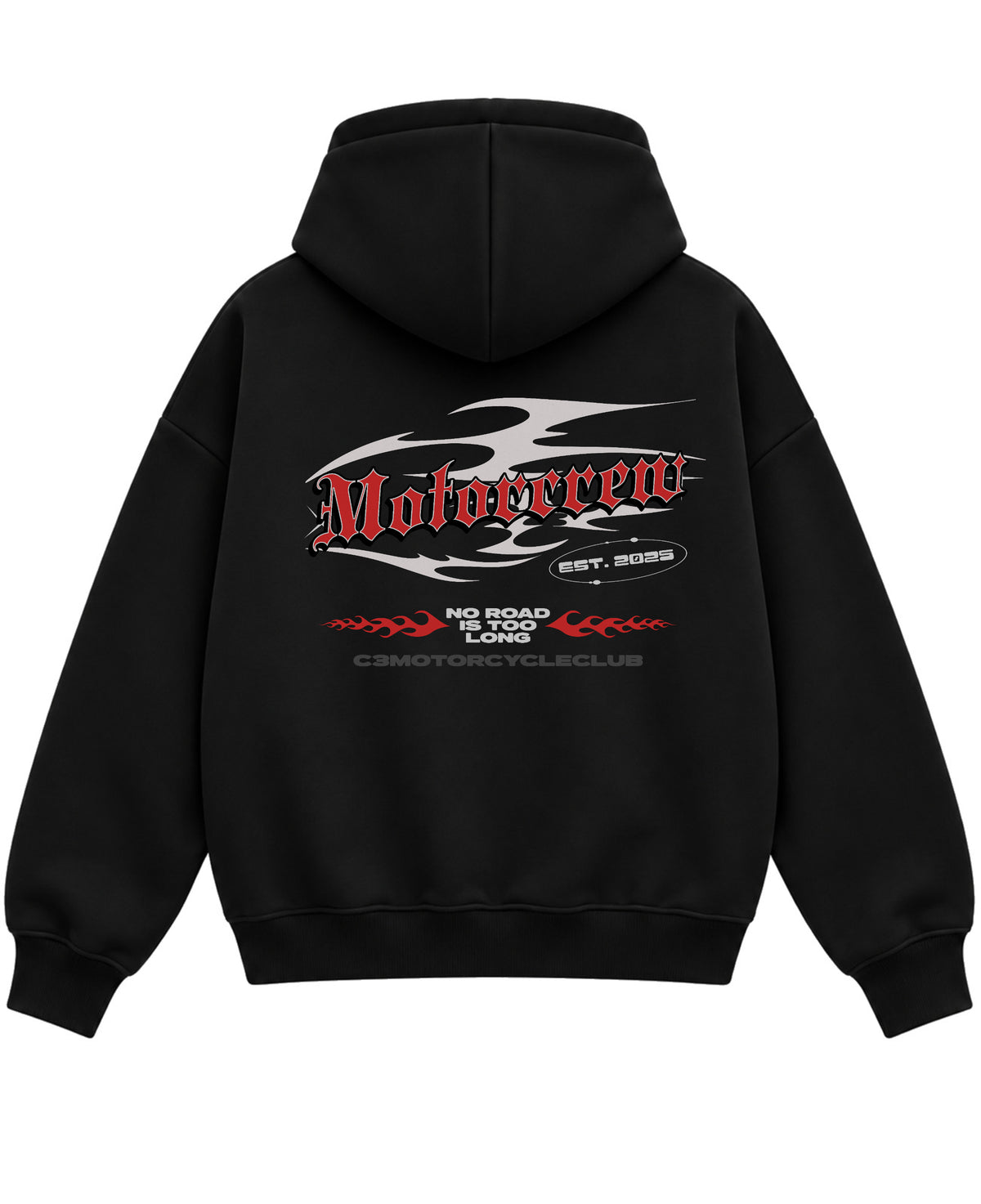 Black Boxy Dual Zipper Hoodie Back Design