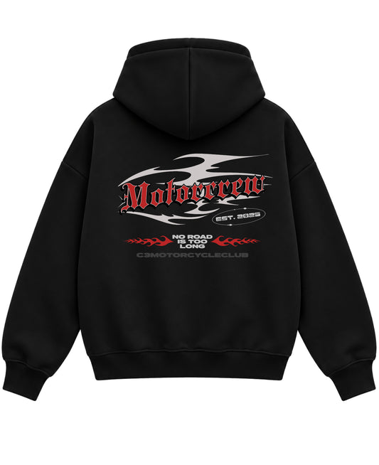 Black Boxy Dual Zipper Hoodie Back Design