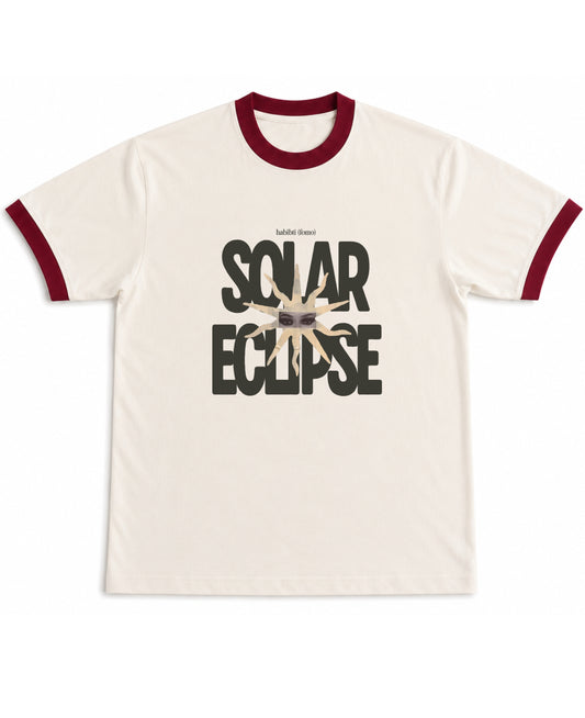 Off White & Maroon Ringer tee Front Design