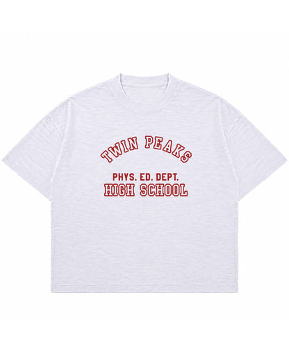 Dusty White Boxy Slub tee Front Design