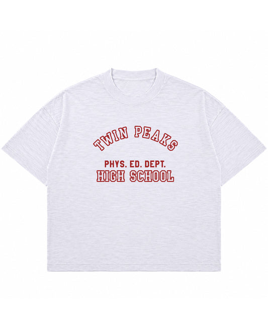 Dusty White Boxy Slub tee Front Design