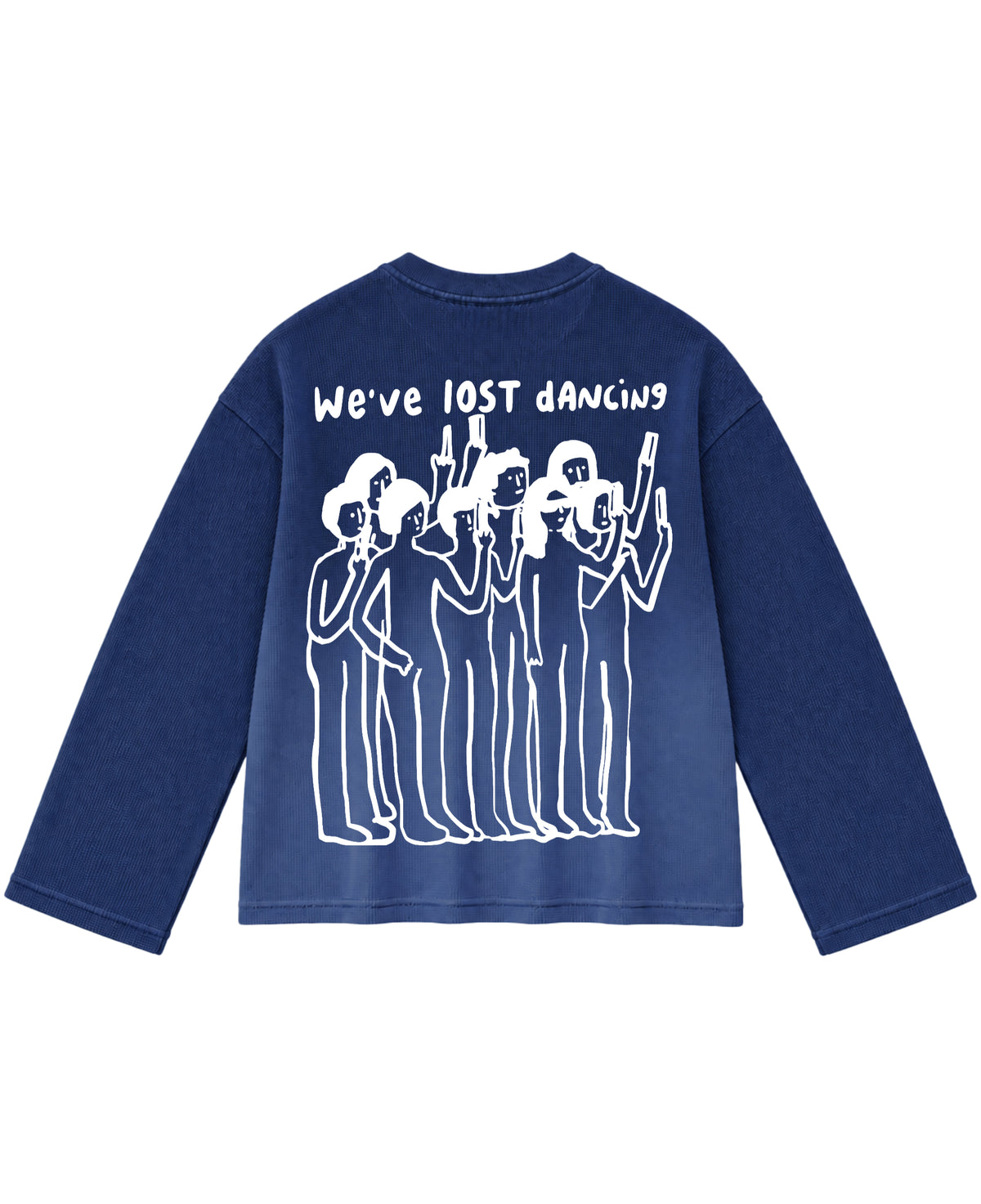 Blue Ombré Waffle Knit Oversized Full-Sleeve Back Design
