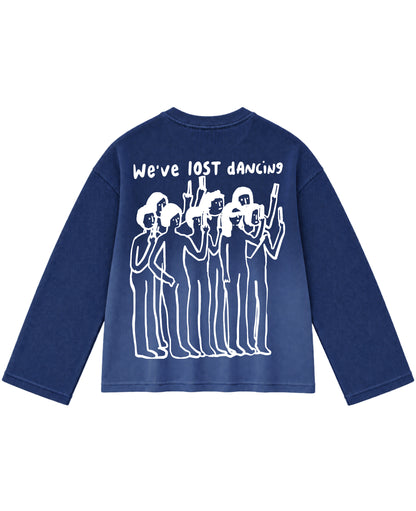 Blue Ombré Waffle Knit Oversized Full-Sleeve Back Design