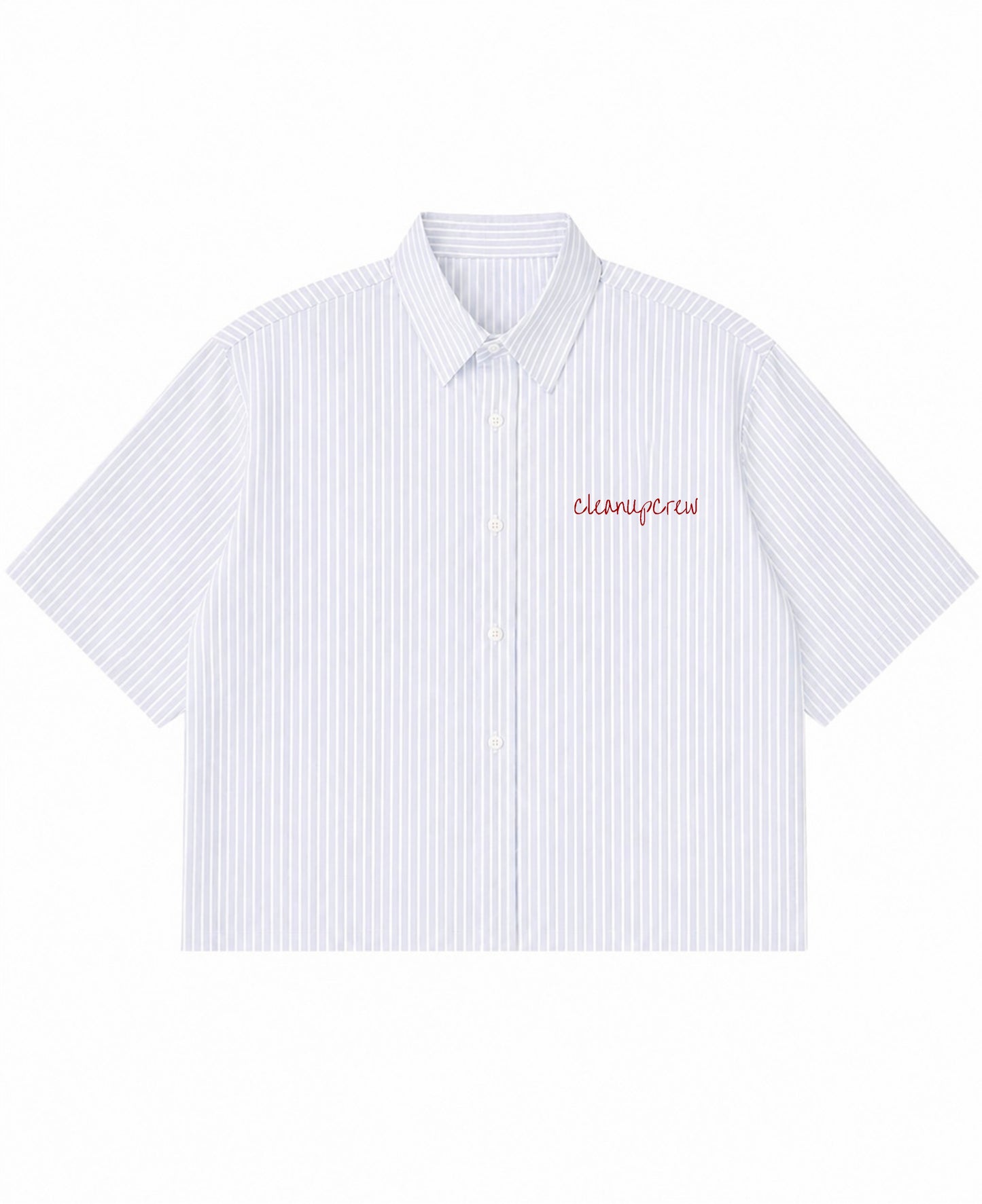 Blue Striped Oxford Boxy Shirt Front Design