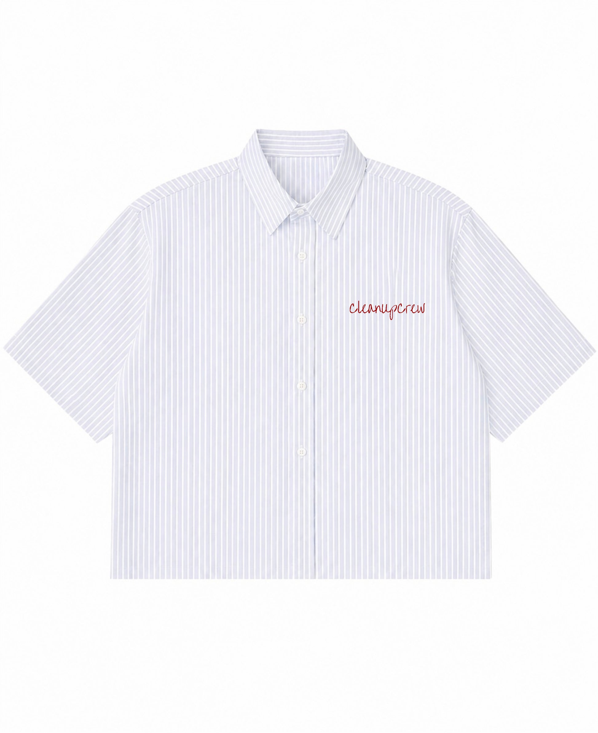 Blue Striped Oxford Boxy Shirt Front Design