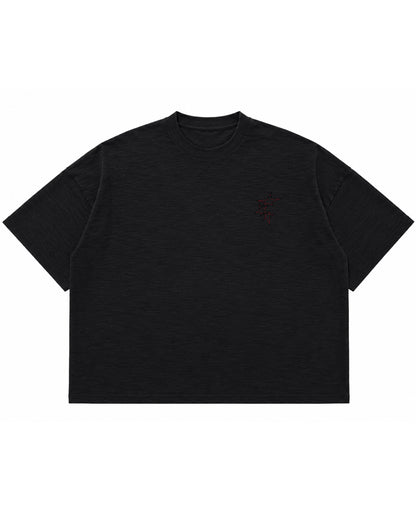 Graphite Boxy Slub tee Front Design