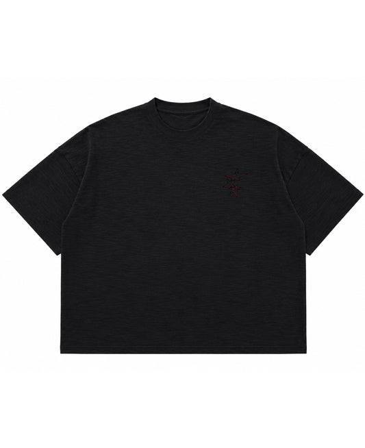 Graphite Boxy Slub tee Front Design